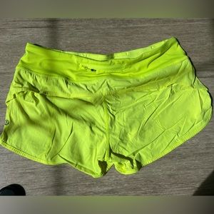 Lululemon speed up neon yellow mid rise running shorts
